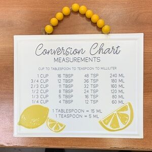 The Spring Shop Yellow and White Conversion Chart Wall Decor